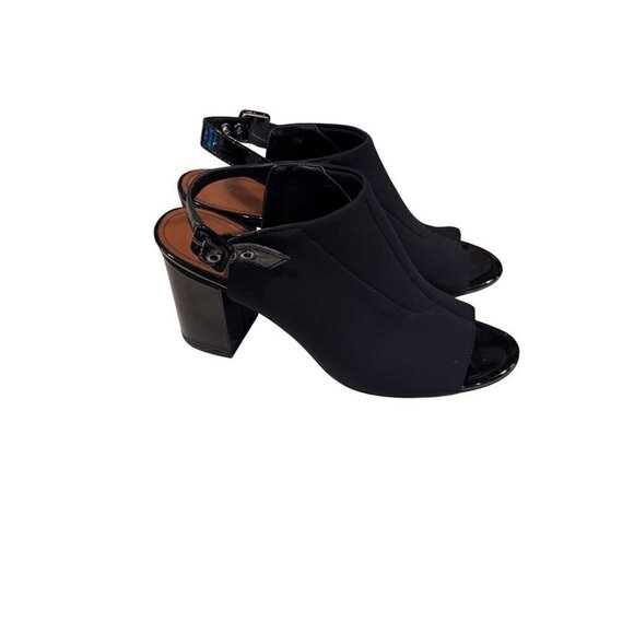 Donald J Pliner Black Block Heel Open Toe Slingback Sandals Womens Size 8.5 - Picture 6 of 10